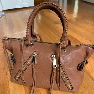 Rebecca Minkoff Moto Satchel Top Handle Bag Almond